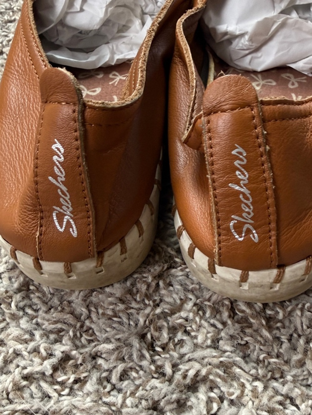 Skechers Camel Slip-On Leather-Espadrille Shoes - Picture 5 of 8